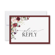 Elegante Burgundy Rubor Floral Watercolor RSVP