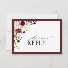 Elegante Burgundy Rubor Floral Watercolor RSVP
