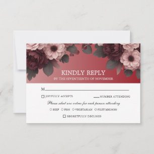 Elegante Burgundy Rubor Rosa Boho Wedding RSVP