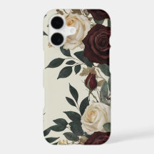 Elegante Burgundy y Crema Floral Acuarela para iPh