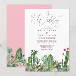 Elegante Cacti del Desierto Suculenta Invitación a