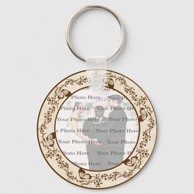 Elegante Cadena de llavero redondo de mariposa (Anverso)