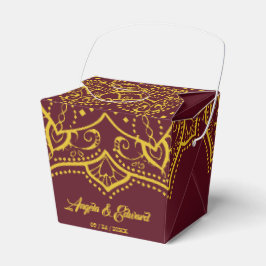 Elegante Caja De Favor De Boda De Mandala Rojo Y O