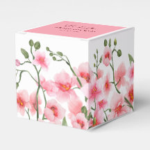 Elegante Caja de Favor de Boda de Orquídeas Rosa