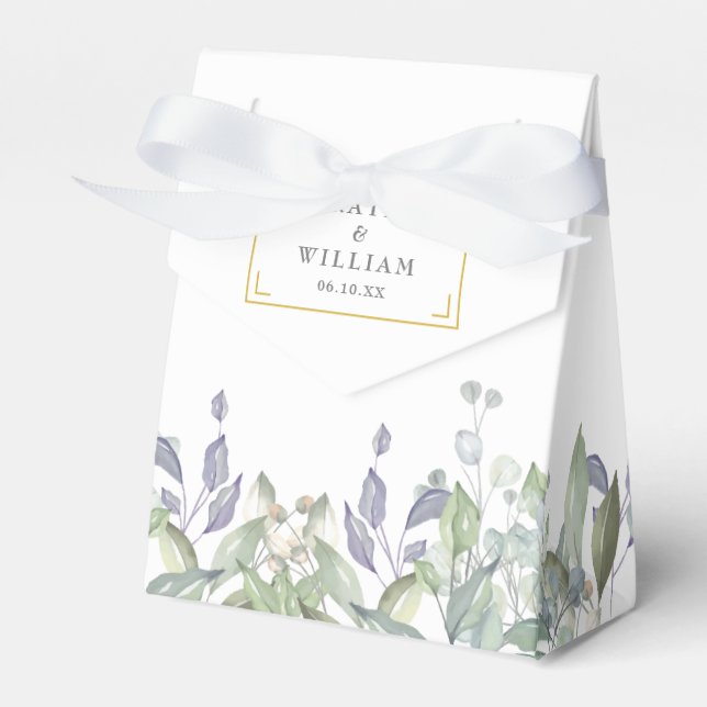 Elegante Caja de Favor de Boda Sage Lilac (Front Side)