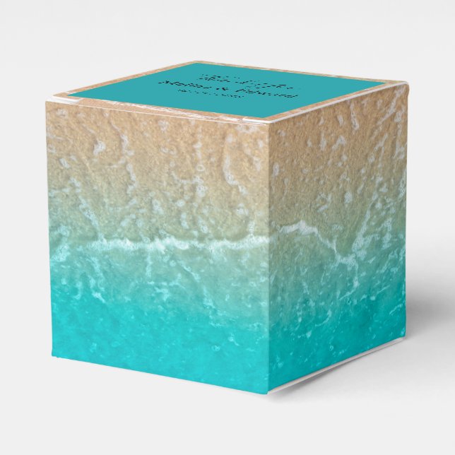 Elegante Caja de Favor de Bodas Tropicales (Costado Anverso)