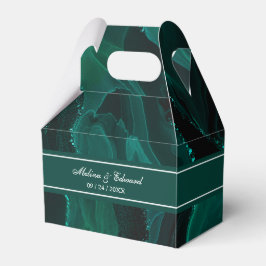 Elegante Caja de Favor de la Boda Verde de Mármol