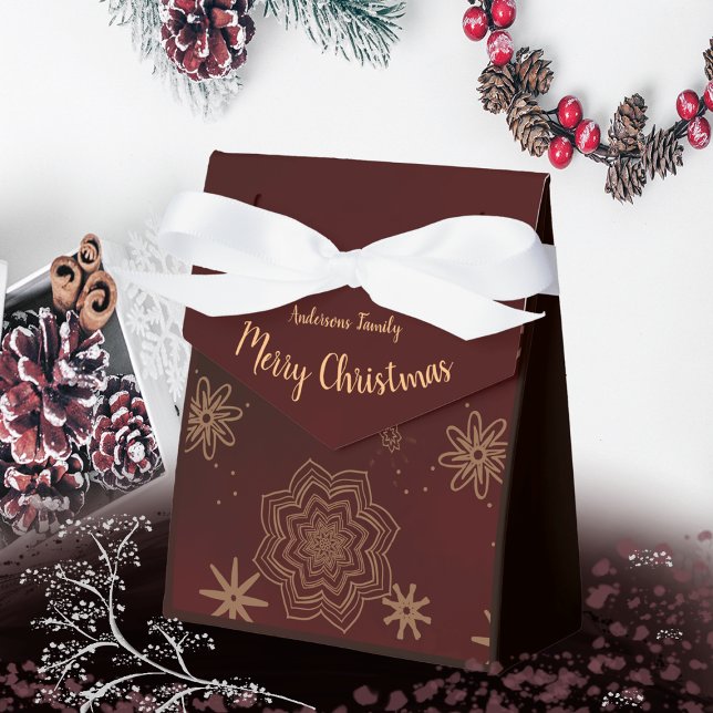 Elegante caja de Favor de la Navidad de Borgoña (burgundy box)