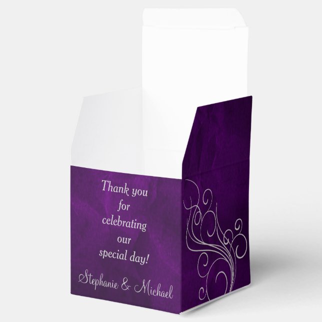 Elegante Caja De Favor De Plata Púrpura (Abierto)
