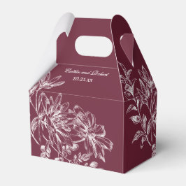 Elegante caja de Favor Floral Borgoña y Blanca