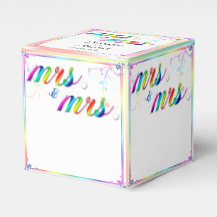 Elegante caja de favores de boda floral arcoiris