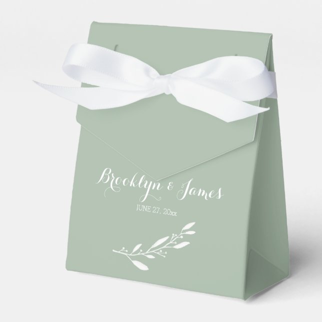 Elegante caja de favores de bodas de sabio ligero (Front Side)