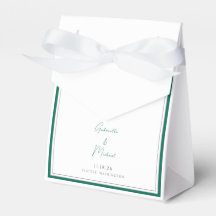 Elegante caja de favores de la boda verde esmerald