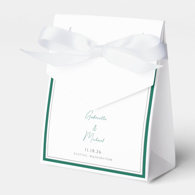 Elegante caja de favores de la boda verde esmerald (Front Side)