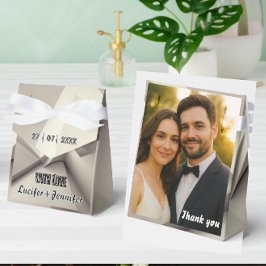 Elegante caja de favores de matrimonio geométrico 