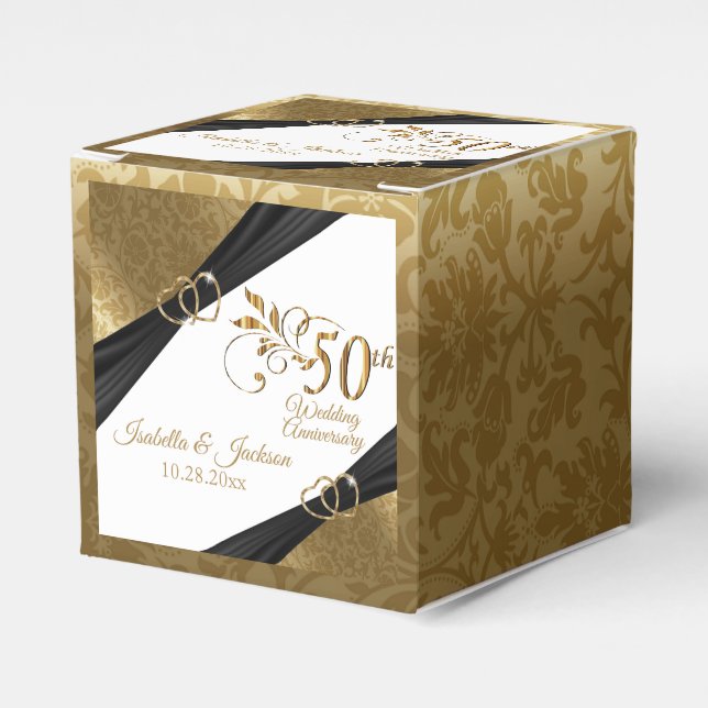 Elegante caja de favores del 50° aniversario del B (Costado Anverso)