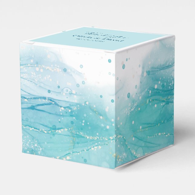 Elegante caja de favores del océano azul (Costado Anverso)