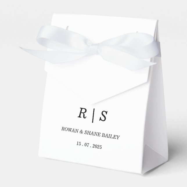 Elegante caja de favoritos de boda en blanco y neg (Front Side)