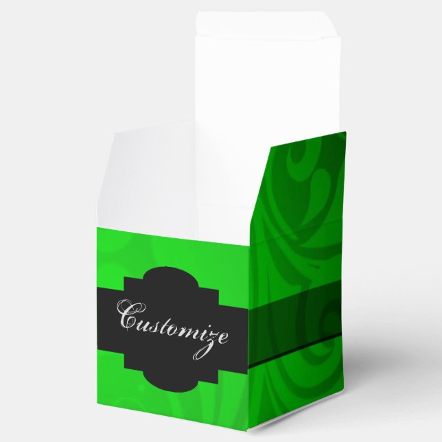 Elegante caja de favoritos de cubo negro y verde (Abierto)
