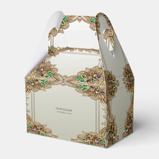 Elegante caja de oro ornate Favor (Front Side)