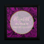 Elegante caja de propuestas de la dama de honor pú<br><div class="desc">Sencilla,  moderna,  elegante,  caligrafía dorada y púrpura Bridesmaid Propuesta Box.</div>