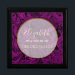 Elegante caja de propuestas de la dama de honor pú<br><div class="desc">Sencilla,  moderna,  elegante,  caligrafía dorada y púrpura Bridesmaid Propuesta Box.</div>