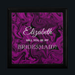 Elegante caja de propuestas de la dama de honor pú<br><div class="desc">Simple,  moderna caligrafía,  elegante,  caja de propuesta de la Bridesmaid púrpura de ciruela.</div>