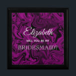 Elegante caja de propuestas de la dama de honor pú<br><div class="desc">Simple,  moderna caligrafía,  elegante,  caja de propuesta de la Bridesmaid púrpura de ciruela.</div>