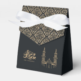 Elegante caja de regalo de Eid Mubarak negro y dor