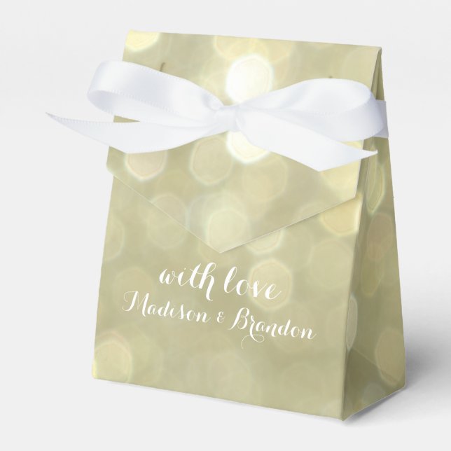 Elegante caja de regalo de oro y brillo blanco (Front Side)