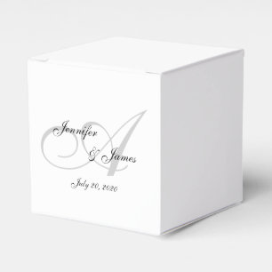 Elegante Cajas Favoras De Boda De Monograma