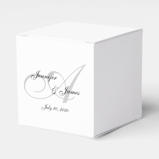 Elegante Cajas Favoras De Boda De Monograma (Costado Anverso)