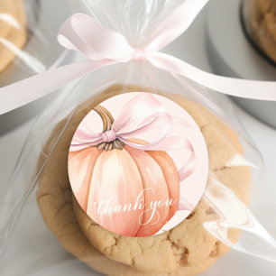 Elegante Calabaza De Bow Rosado Gracias Pegatina