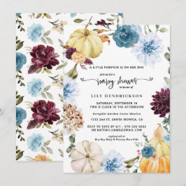 Elegante Calabaza Floral | Baby Shower de Otoño