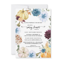 Elegante Calabaza Floral | Baby Shower de Otoño