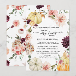 Elegante Calabaza Floral | Baby Shower de Otoño