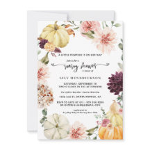 Elegante Calabaza Floral | Baby Shower de Otoño