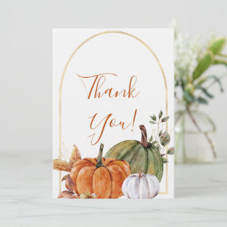Elegante Calabaza floral de otoño Tarjeta de agrad