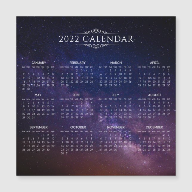 Elegante calendario 2022 en Vía Láctea | Tarjeta m (Anverso)