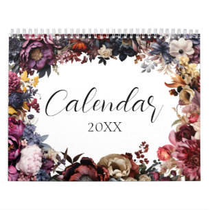 Elegante calendario botánico floral