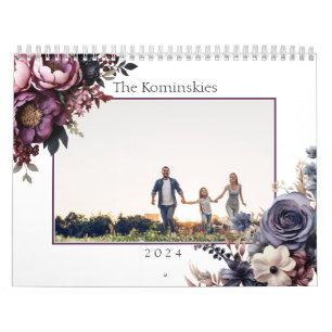 Elegante calendario botánico floral familiar