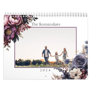 Elegante calendario botánico floral familiar