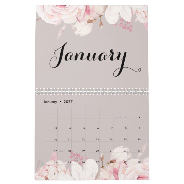Elegante Calendario de Pared Floral 2024 (Jan 2027)