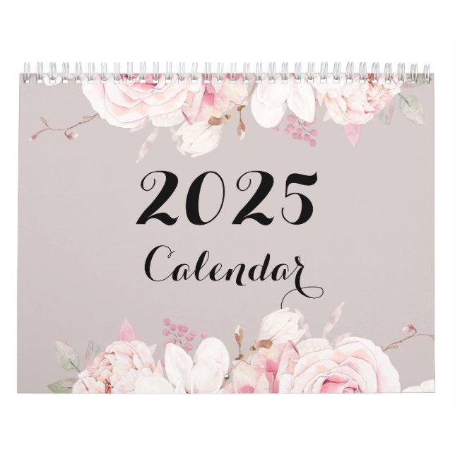 Elegante Calendario de Pared Floral 2025 (Tapa)