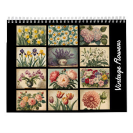 Elegante calendario vintage de naturaleza botánica