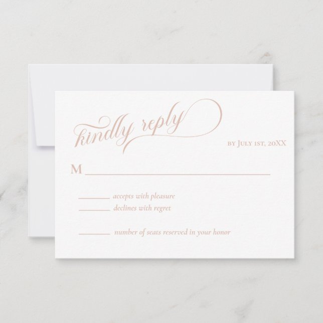 Elegante caligrafía beige Boda RSVP (Anverso)