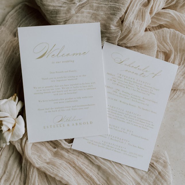 Elegante caligrafía Boda de oro carta de bienvenid (Subido por el creador)