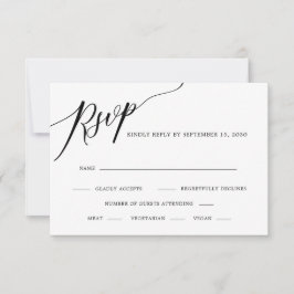 Elegante caligrafía Boda negra y blanca RSVP C