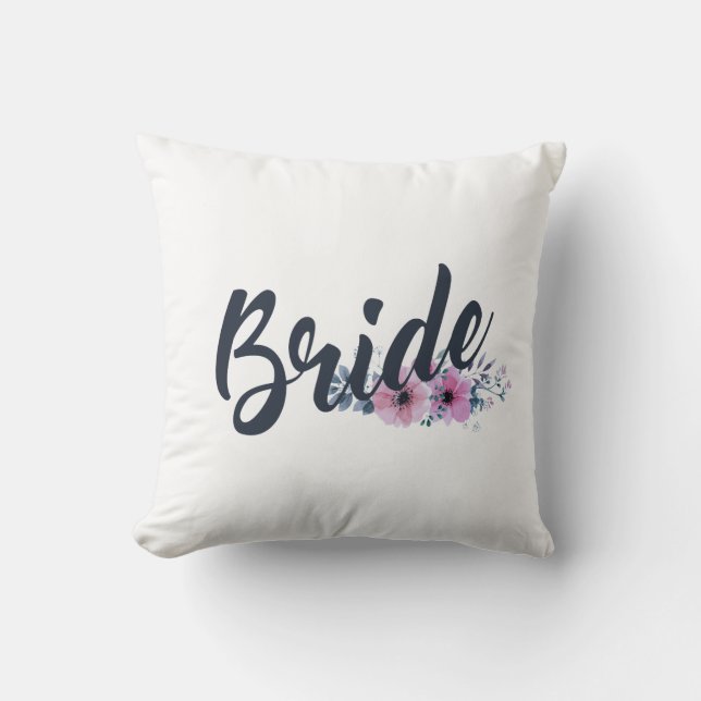 Elegante caligrafía Boda Novia| Cojín decorativo (Anverso)