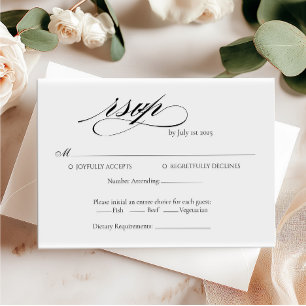 Elegante caligrafía Boda Tarjeta minimalista RSVP
